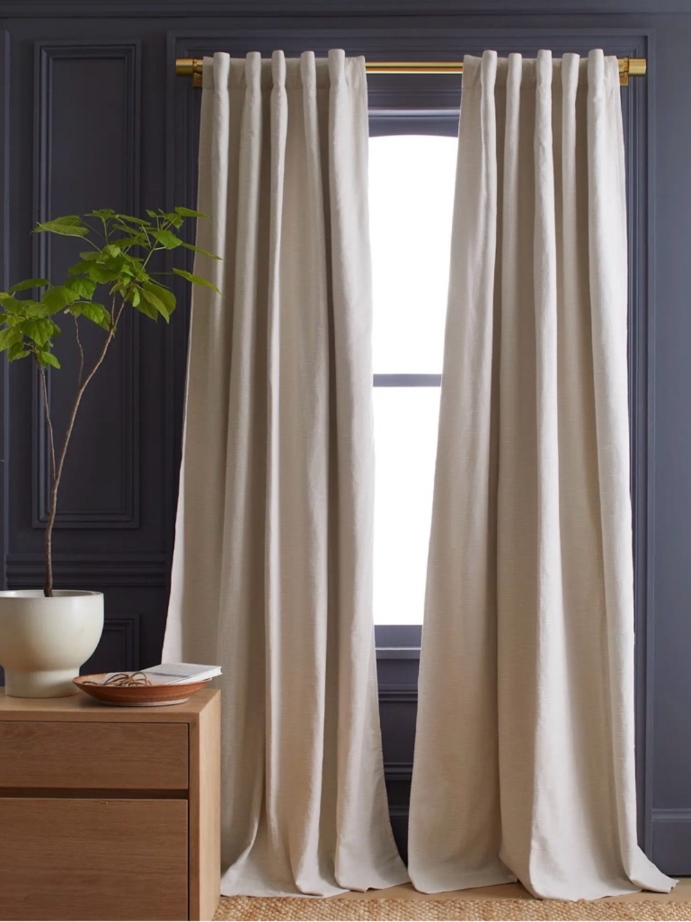 Quince Natural Cotton Slub Curtain Panel 48x96